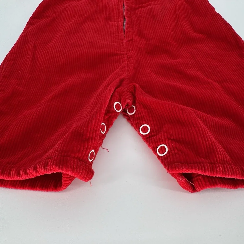 70s Vintage Sears Baby Christmas Romper 15-20lbs Size Small Red Corduroy‎